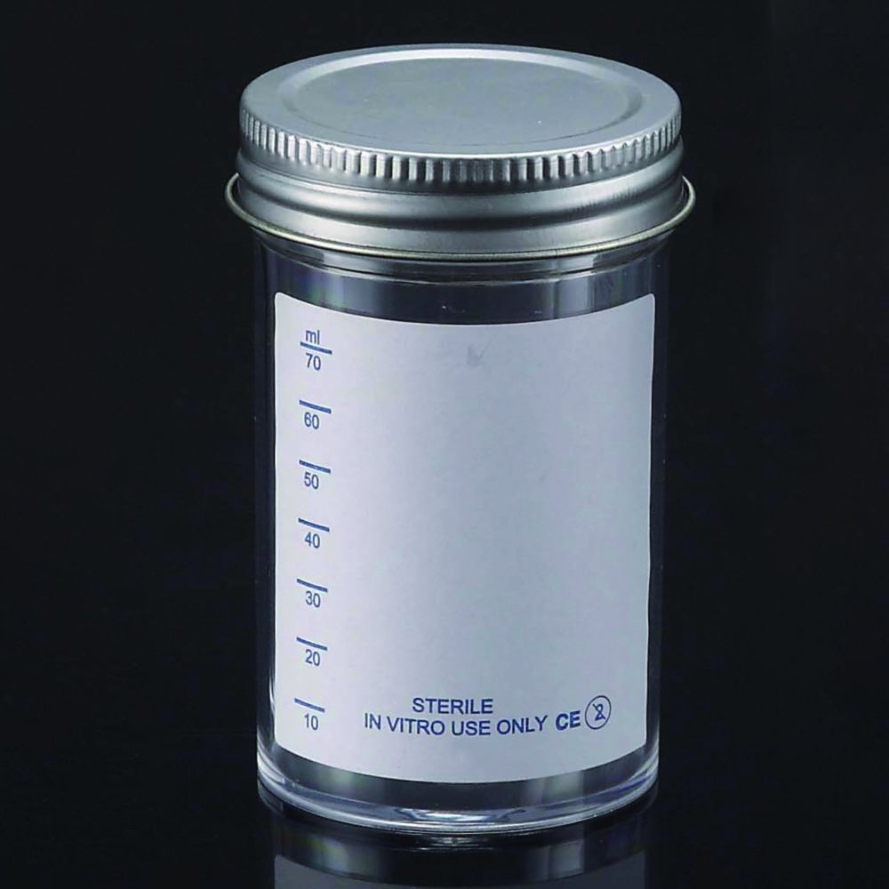 LLG-Probenbehälter, PS, mit Metallkappe, steril | Nennvolumen: 100 ml