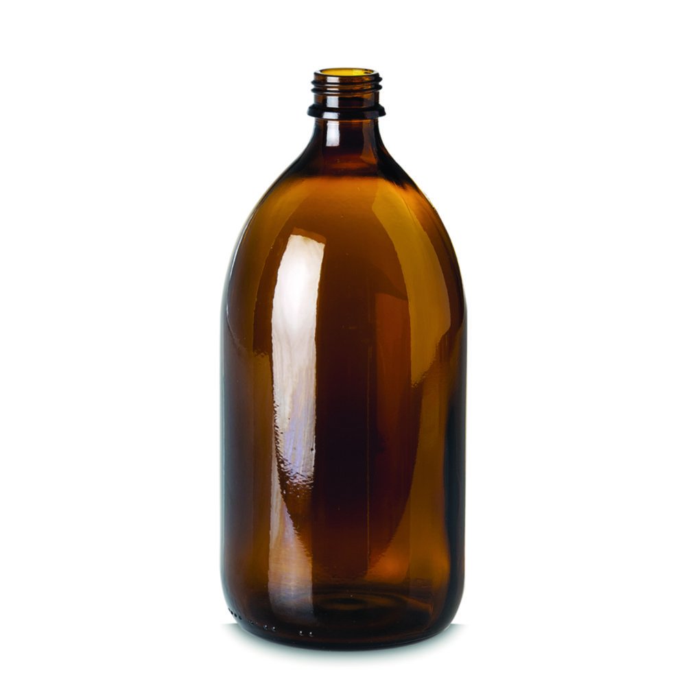 Enghalsflaschen ohne Verschluss, Kalk-Soda Glas, braun