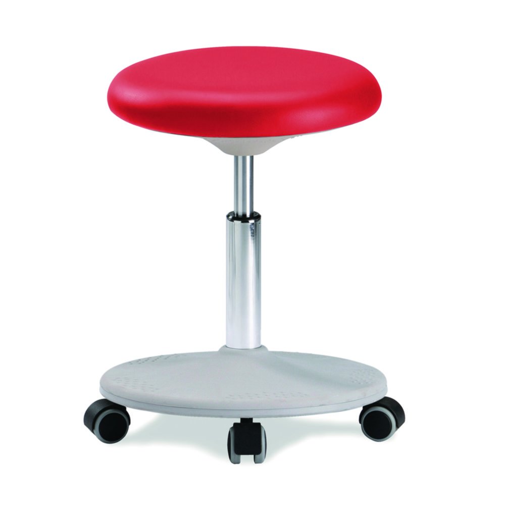 Laboratory stool Labster, with castors | Colour: Red