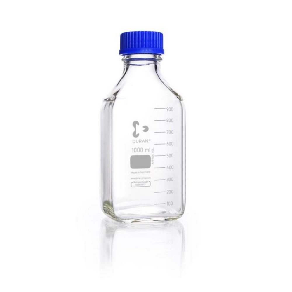 Vierkantflasche, DURAN®, mit retrace code | Nennvolumen: 1000 ml