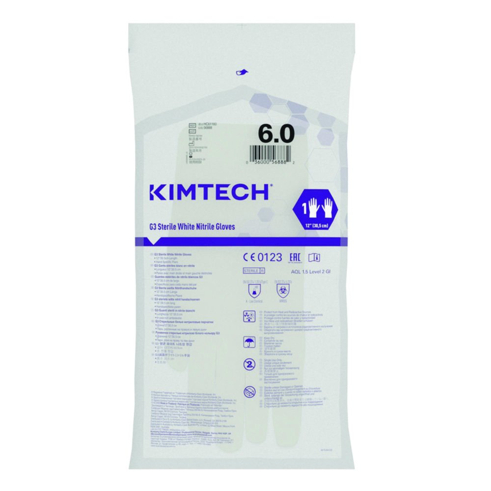 Gants pour salle blanche, Kimtech™ G3 Nitrile, stériles | Taille du gant: 8