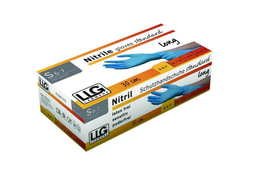 LLG-Disposable Gloves, standard long, Nitrile, Powder-Free | Glove size: S