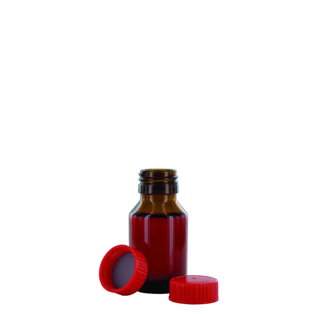 Narrow-mouth bottles, glass, amber, PTFE-lined screw caps | Nominal capacity: 50 ml