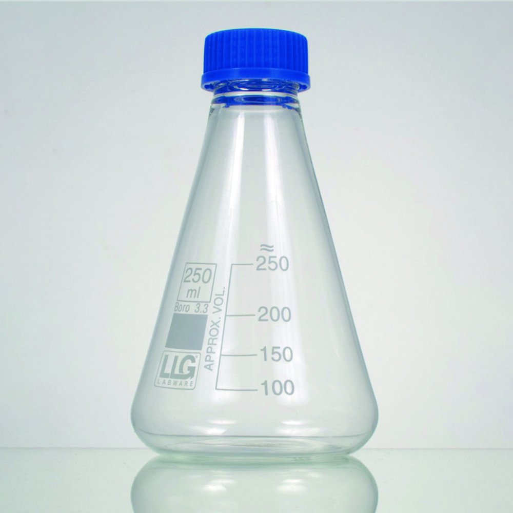 Erlenmeyer LLG, verre borosilicate 3.3, avec bouchon vissé