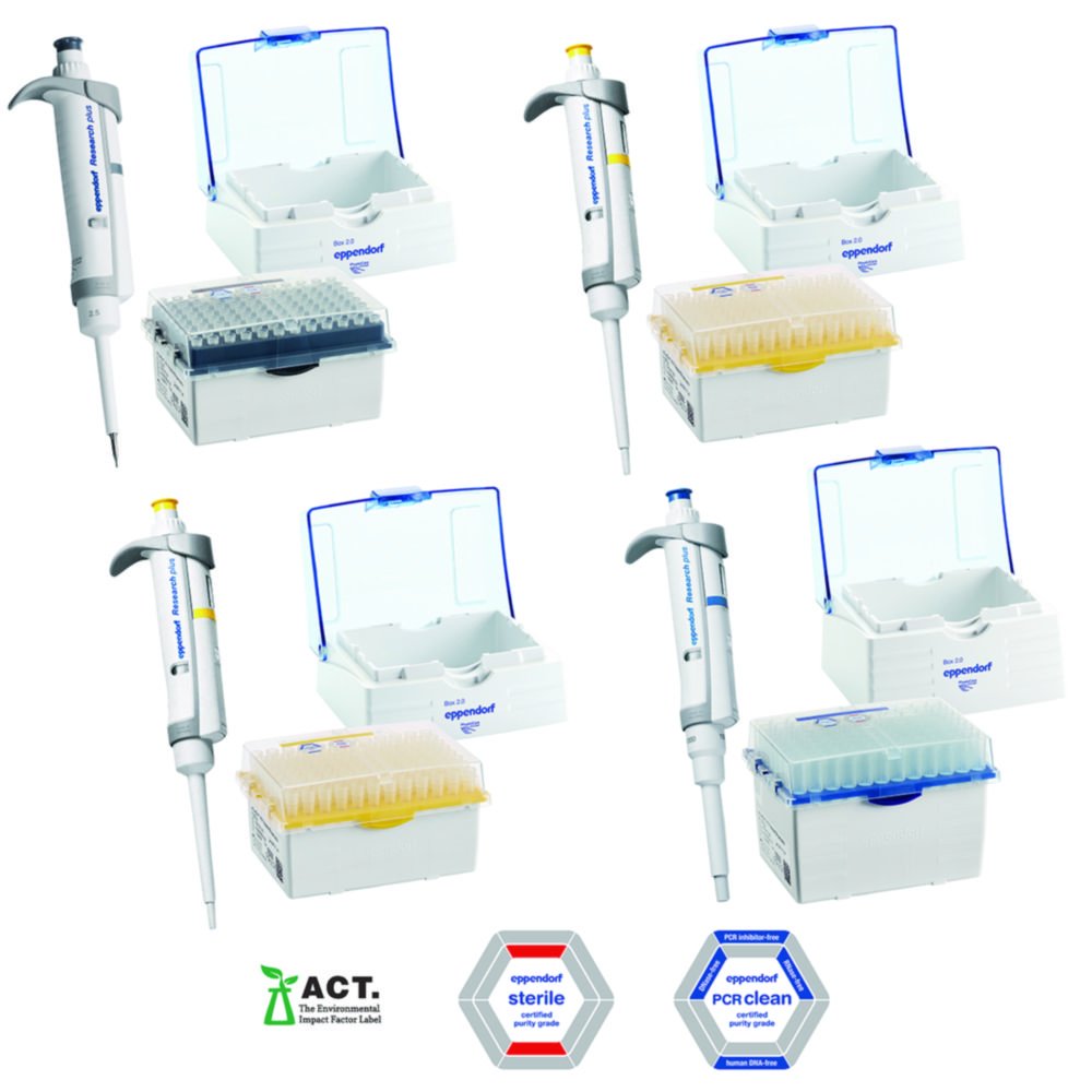 Single-channel pipette Eppendorf Research® plus 4-pack (Act now! bundle)