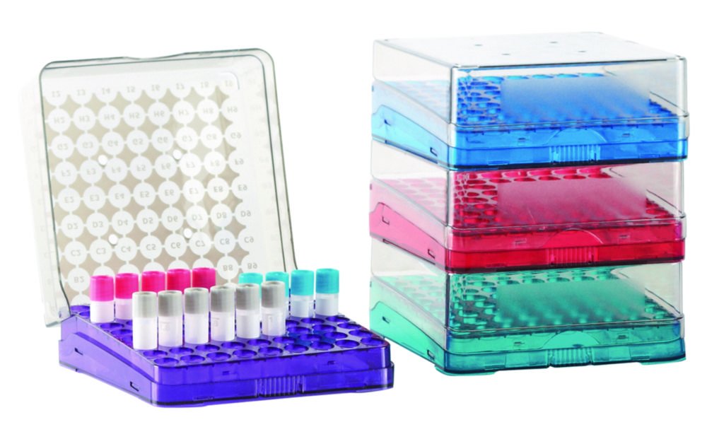 Cryogenic storage boxes Arctic Square®, PC, autoclavable | For tubes: Up to 2.0 ml