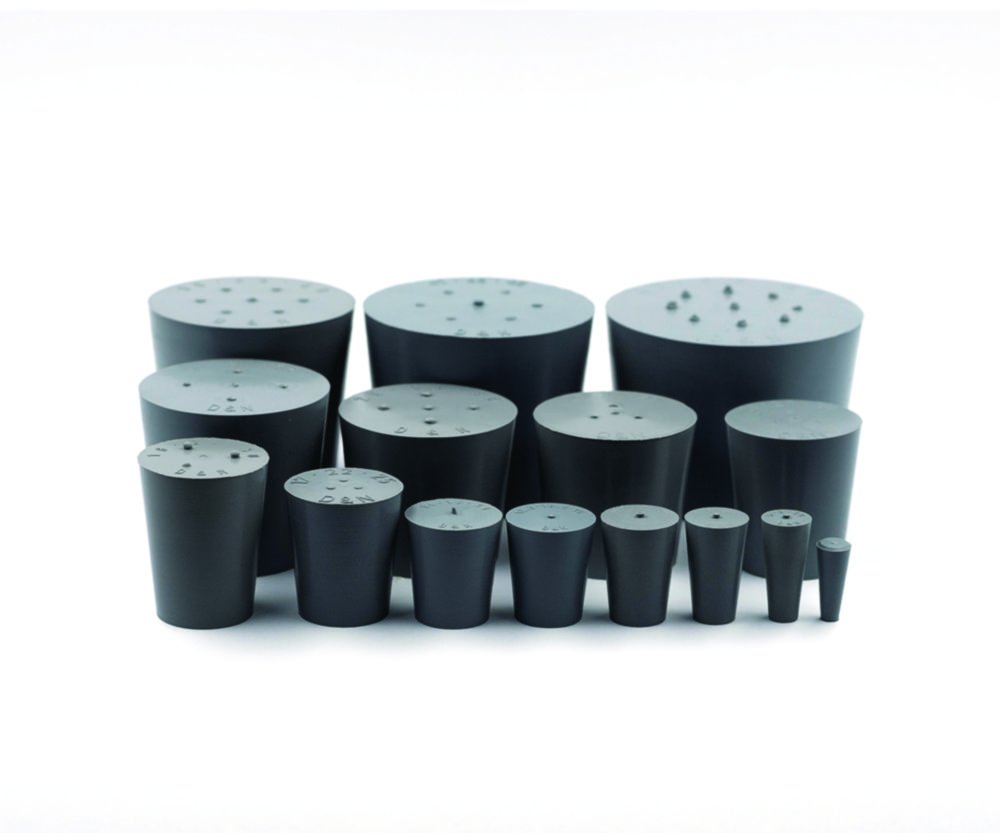 Stoppers, natural rubber, with single hole