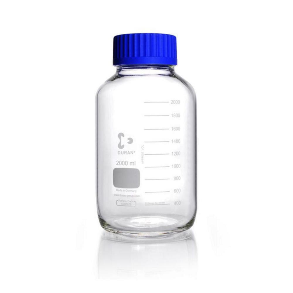Wide-mouth bottles with GLS 80® neck, DURAN®, clear, with screw cap