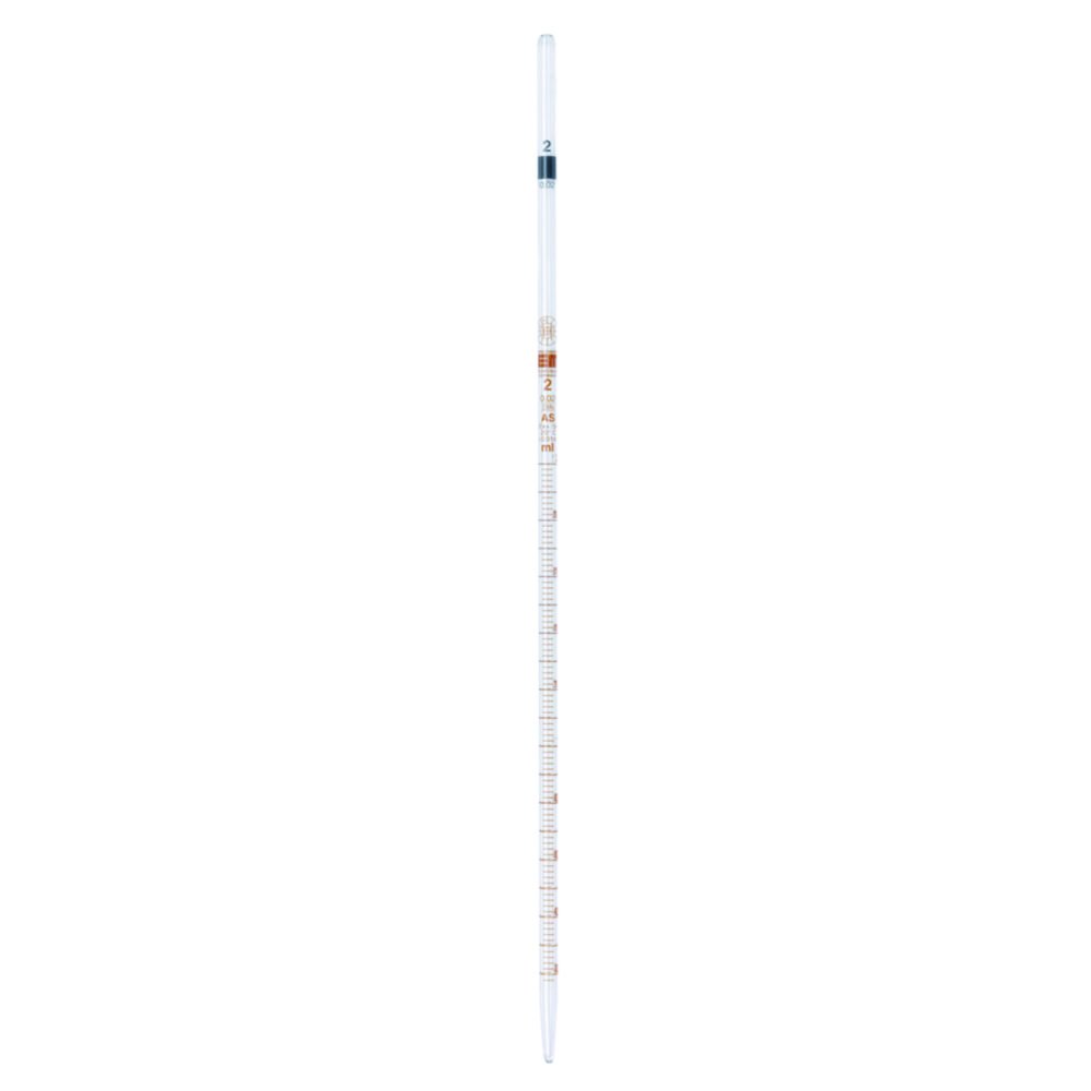 Graduated pipettes, Soda-lime glass, class AS, amber stain graduation, type 2