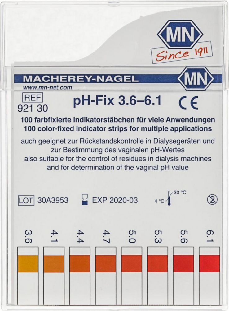 Spezial-pH-Fix-Indikatorstäbchen | Bereich pH: 3,6 ... 6,1