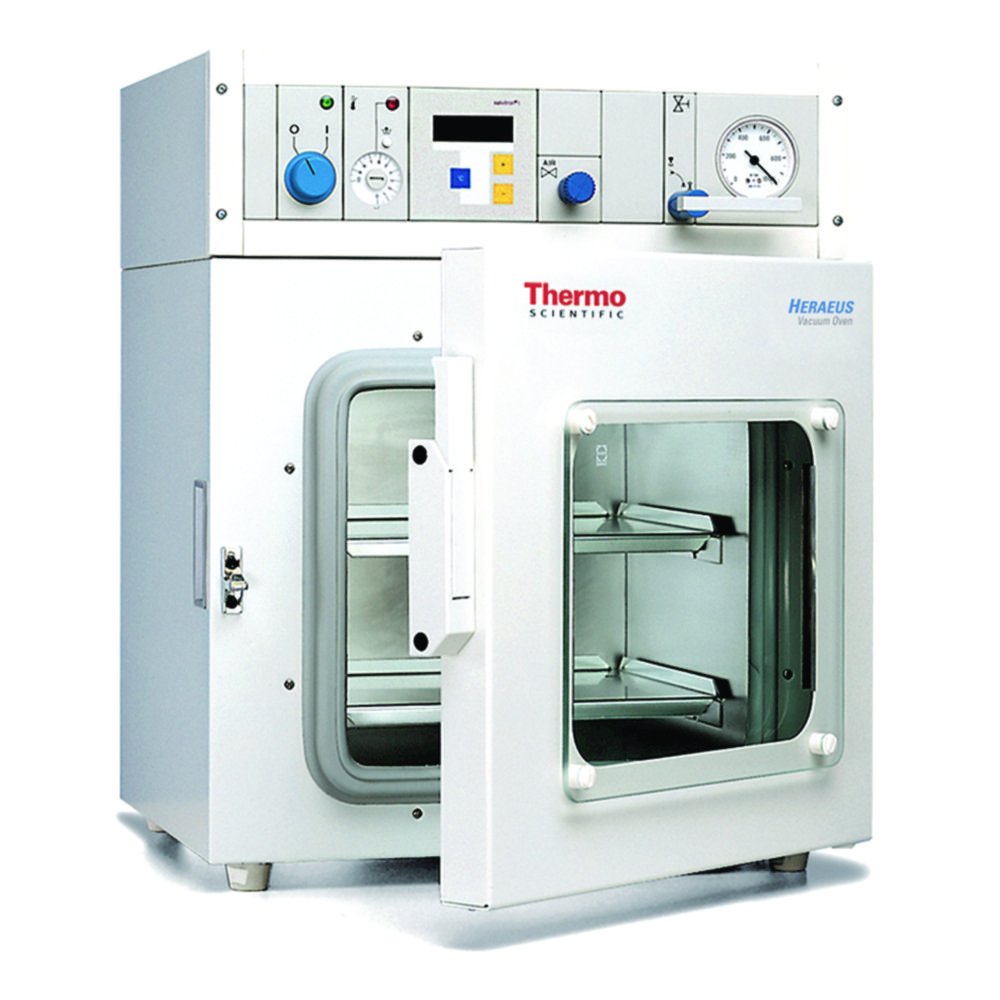Compact vacuum oven Vacutherm™ VT 6025, with inert gas connection, digital pressure display, and recorder connection