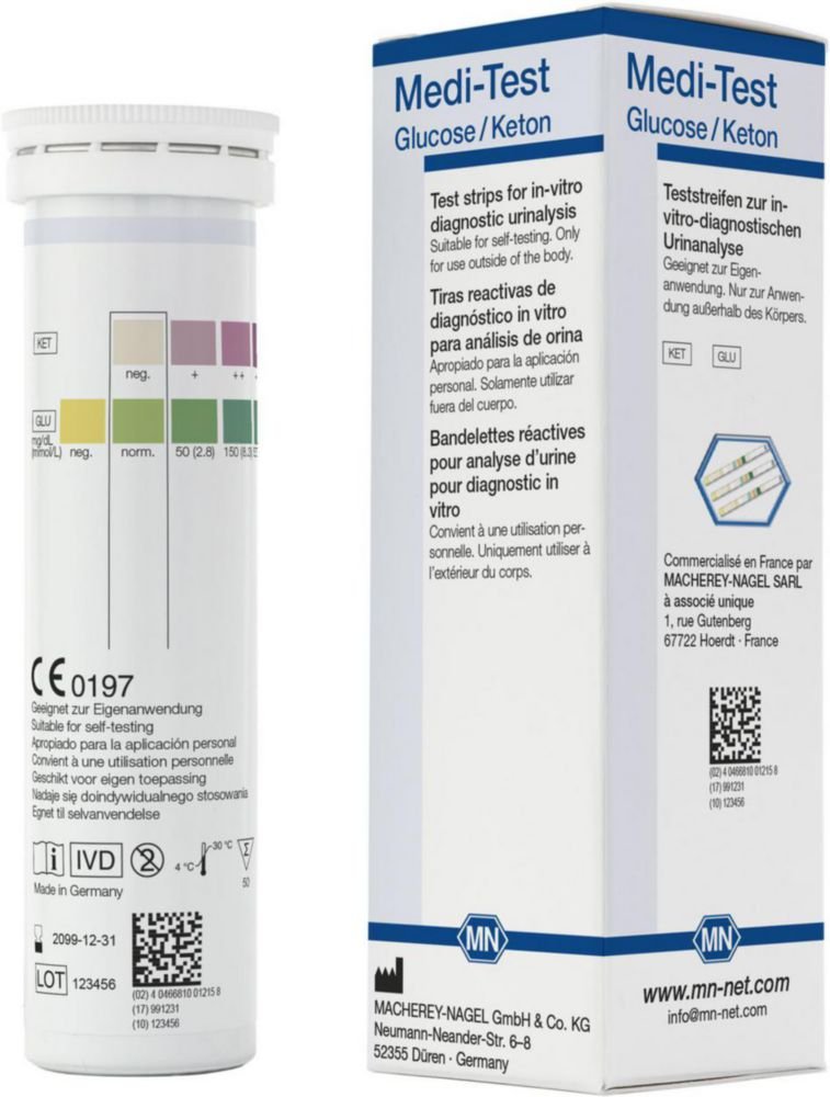 Test strips for Urine analysis MEDI-TEST | Type: Glucose/Ketones