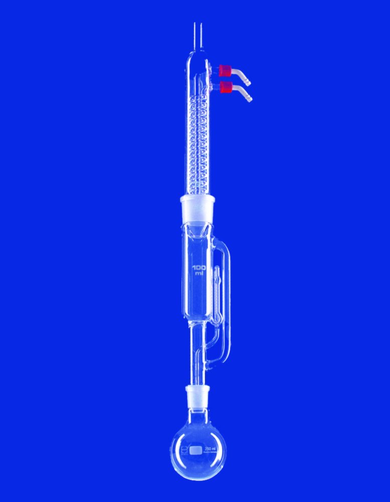 Extraction apparatuses acc. to Soxhlet, with Dimroth condenser, DURAN® tubing | Extractor ml: 500