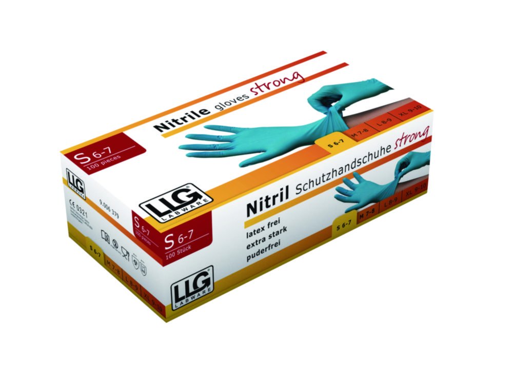 LLG-Disposable Gloves strong, Nitrile, Powder-Free | Glove size: S