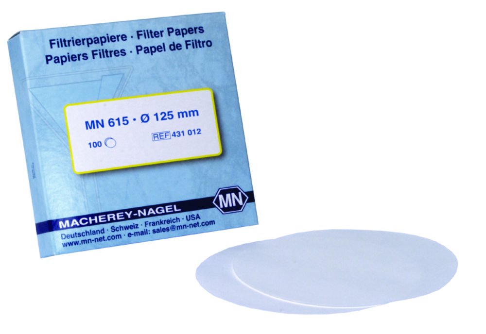 Papier filtre qualitatif, type MN 615, filtre rond, filtration moyennement rapide
