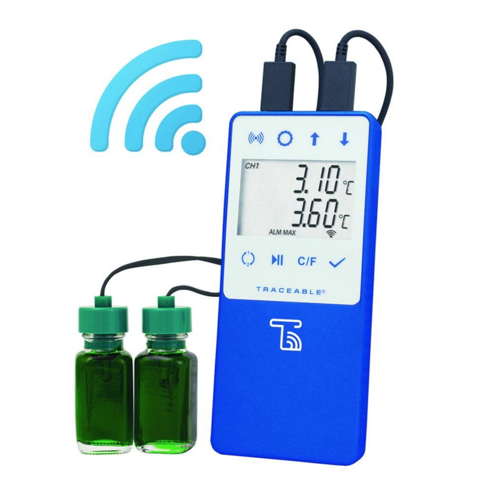 Wireless Temperature data logger TraceableLIVE®, with 2 bottle probes