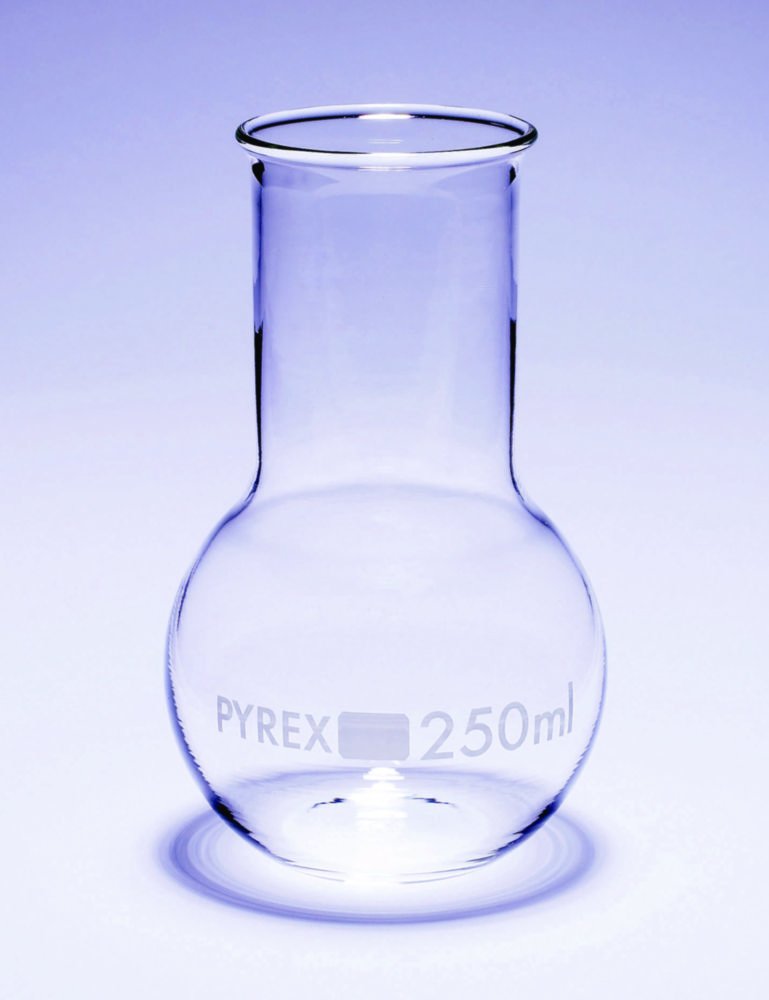 Flasks, boiling, flat bottom, wide neck, Pyrex®