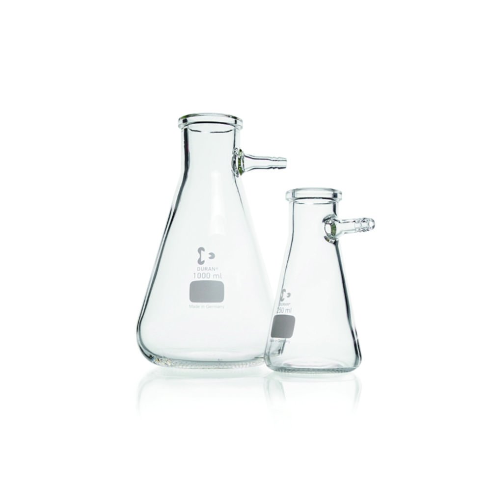 DURAN® Filtering Flask with Glass Hose Connection, Erlenmeyer shape