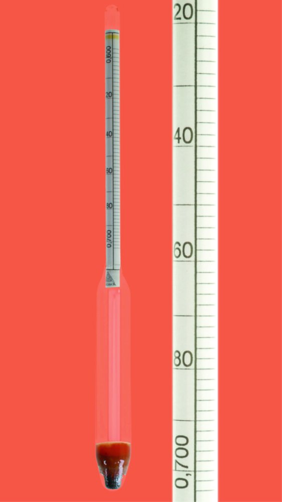 Dichte-Aräometer ohne Thermometer | Messbereich g/cm3: 0,600 ... 0,700