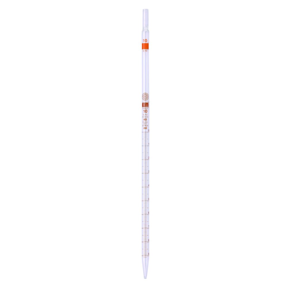 Graduated pipettes, Soda-lime glass, class AS, amber stain graduation, type 3
