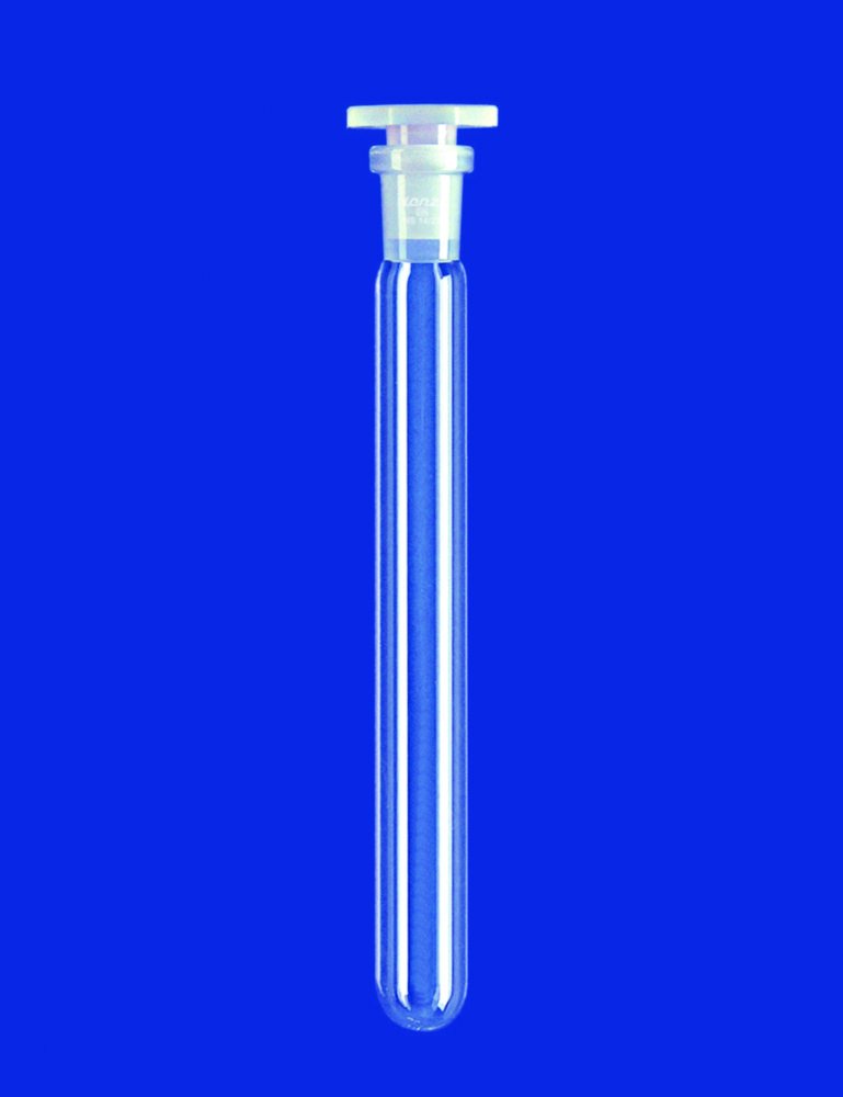 Test tubes, DURAN® tubing, without graduation, with NS joint, with PE stopper | Dimensions (ØxL): 28 x 150 mm