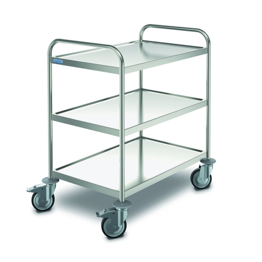 Transport Trolley, stainless steel | Description: 2 shelves, stainless steel case, 4 wheels