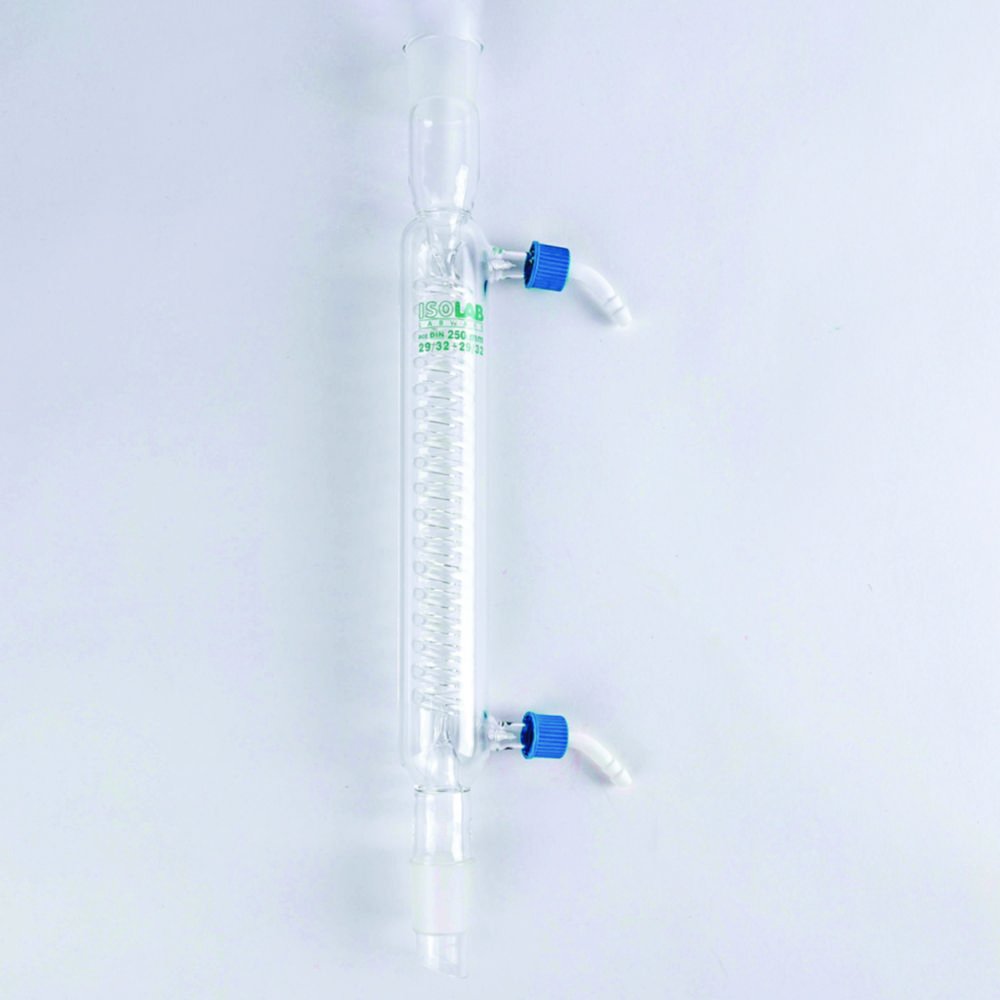 Spiral condensers, borosilicate glass 3.3, with PP olive