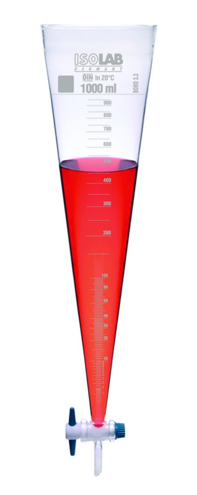 Sedimentiergefäße nach Imhoff, Borosilikatglas 3.3 | Typ: mit Hahn