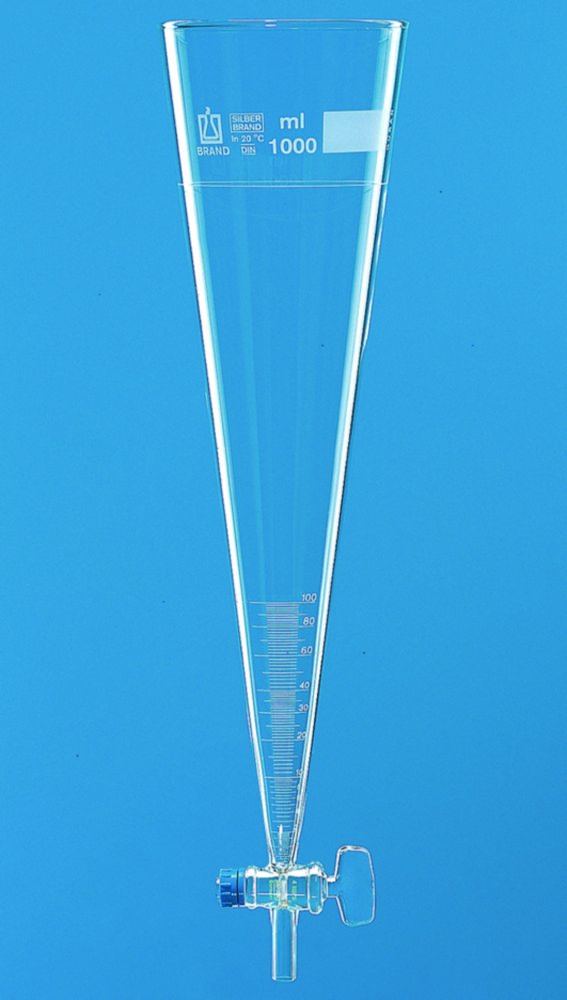 Cône de sédimentation d'Imhoff, en verre boorosilicaté 3.3 | Type: Avec robinet
