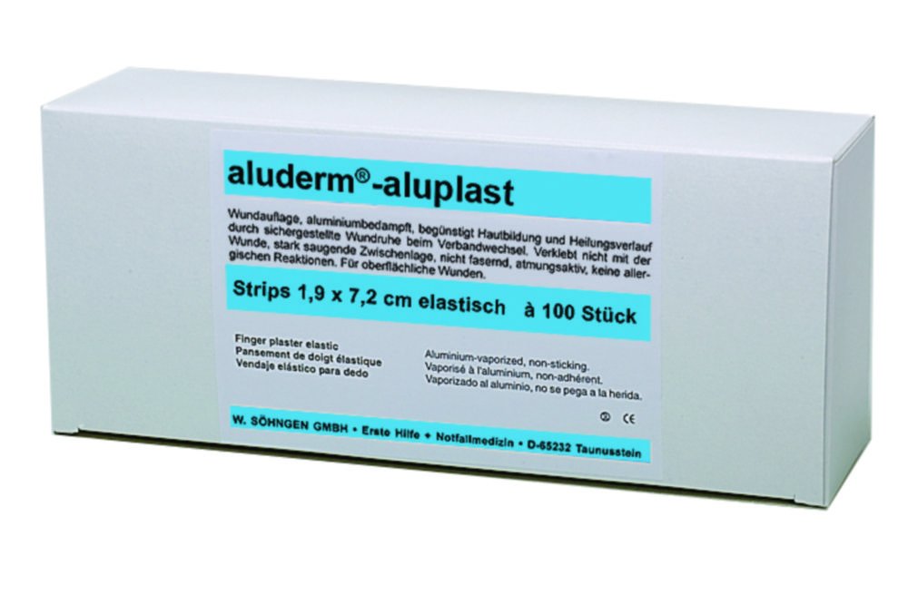 Plasters aluderm®-aluplast | Description: Plaster strips, elastic, approx. 19 x 72 mm, folding box