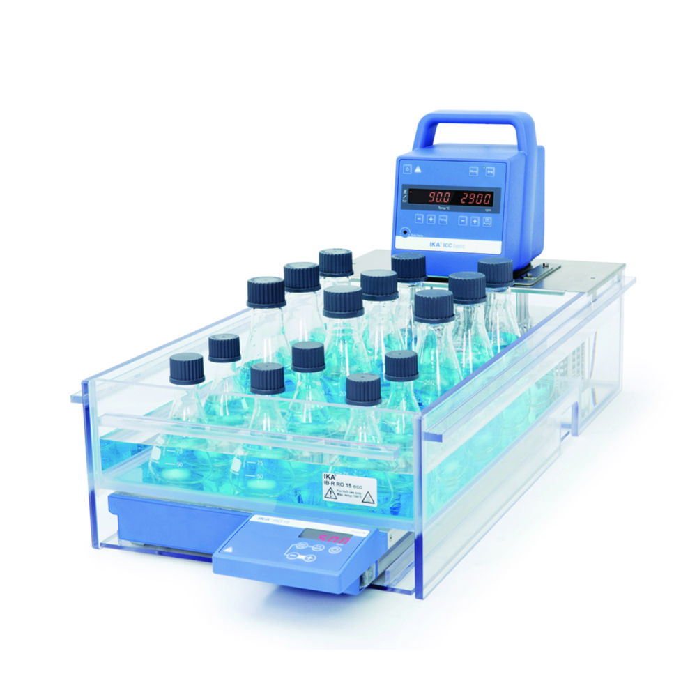 Systèmes de thermorégulation ICC control IB R RO 15 eco, avec agitateur magnétique multipostes et cuve en plastique