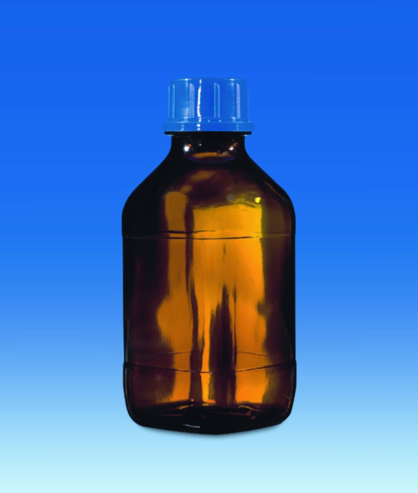 Vierkantflaschen, Natron-Kalk-Glas, braun, mit Schraubverschluss | Nennvolumen: 500 ml