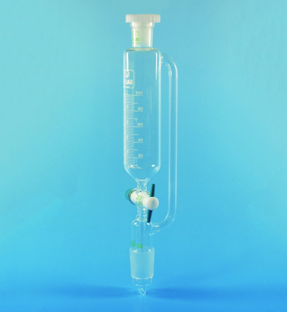 Dropping funnels, cylindrical, with or without pressure equalizing tube, Borosilicate glass 3.3 | Type: With relief tube