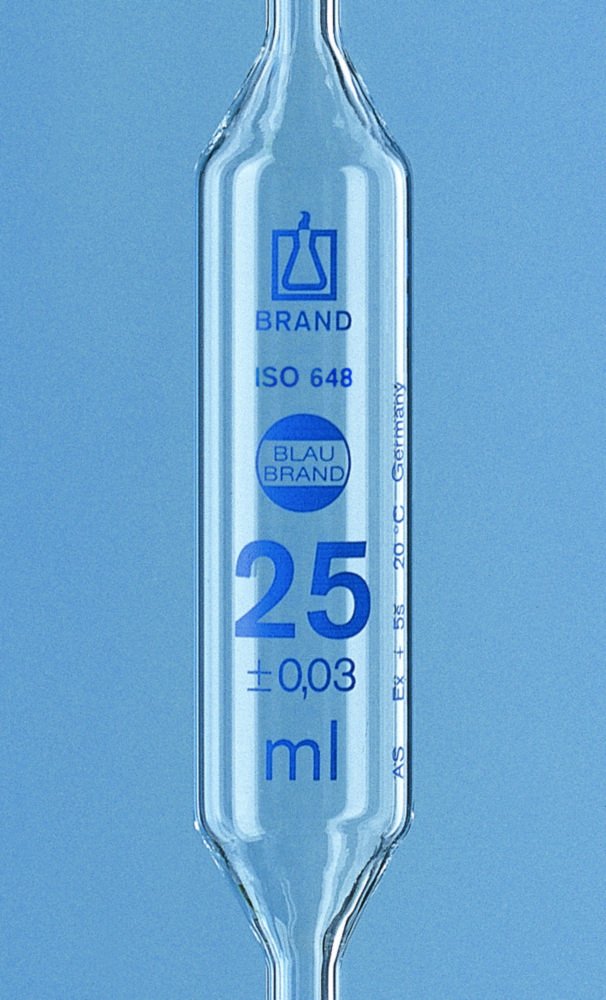Volumetric Pipettes, AR-glass®, Class AS, 1 mark, Blue Graduation, with Individual Certificate