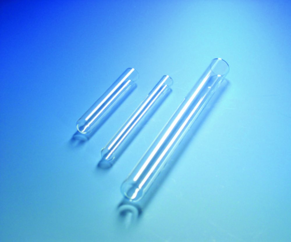 Tube à essais, en verre sodocalcique, paroies épaisses | Dimensions (ØxL): 12 x 75 mm