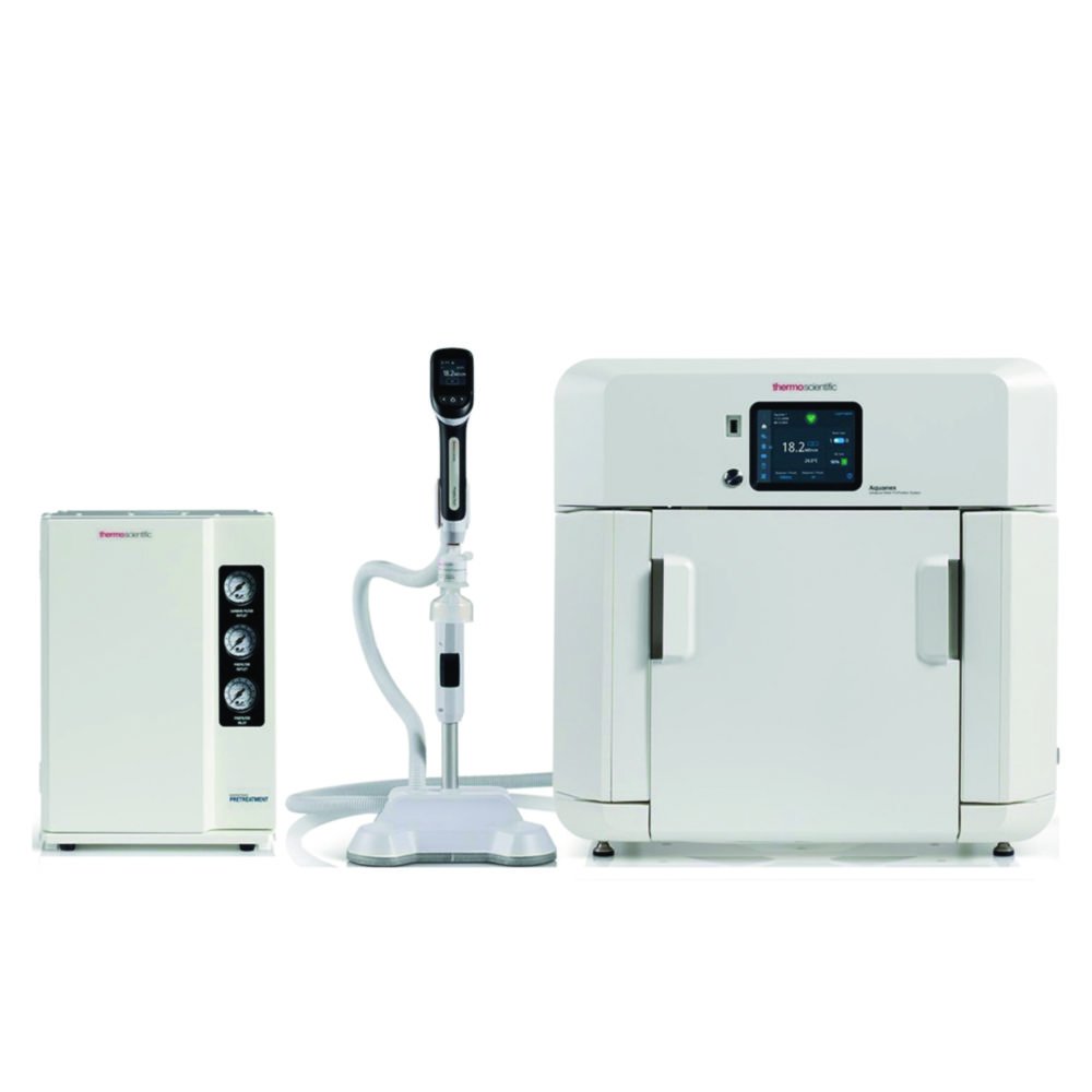 Pure and ultrapure water system Aquanex™, with integrated 10 l tank and pretreatment system Barnstead™
