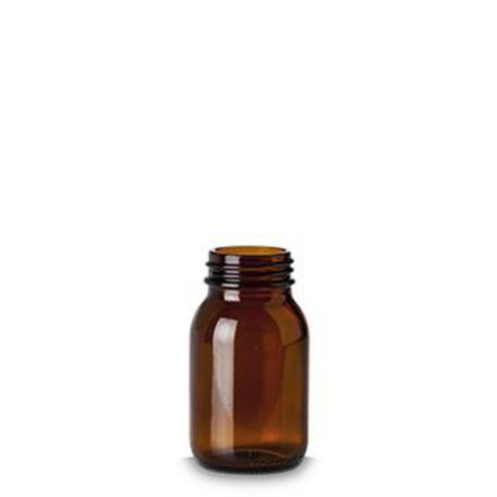 Weithalsflaschen ohne Verschluss, Kalk-Soda Glas, braun | Nennvolumen: 125 ml