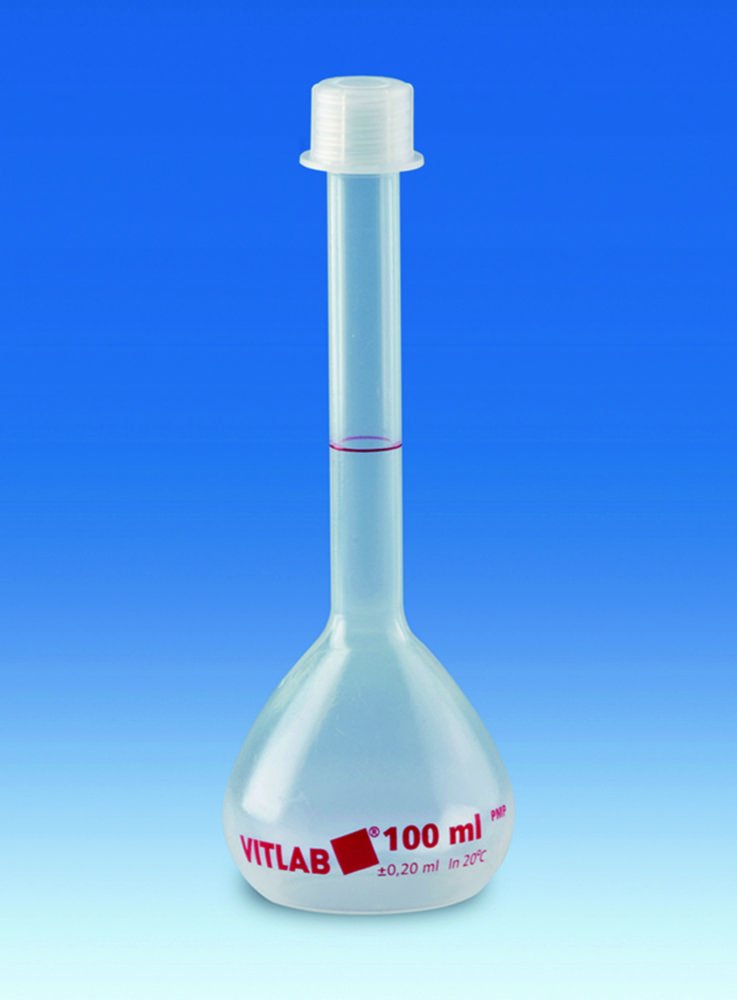Volumetric Flasks, PMP, Class B, with PP Screw Cap | Nominal capacity: 100 ml