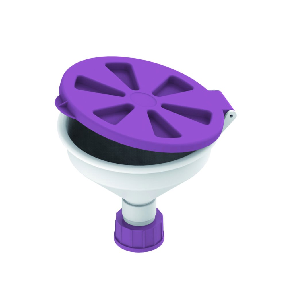 Safety funnels with hinged lid, white/purple