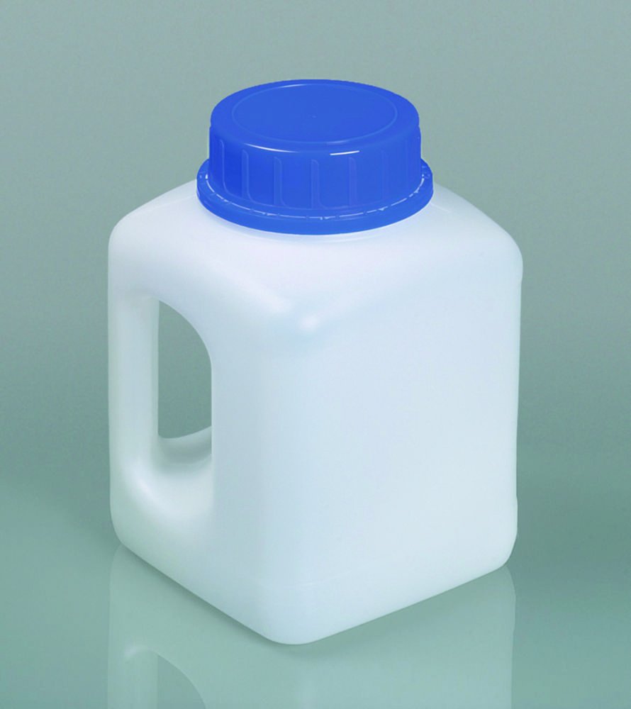 Wide-mouth containers with handle, HDPE, with tamper-evident screw cap
