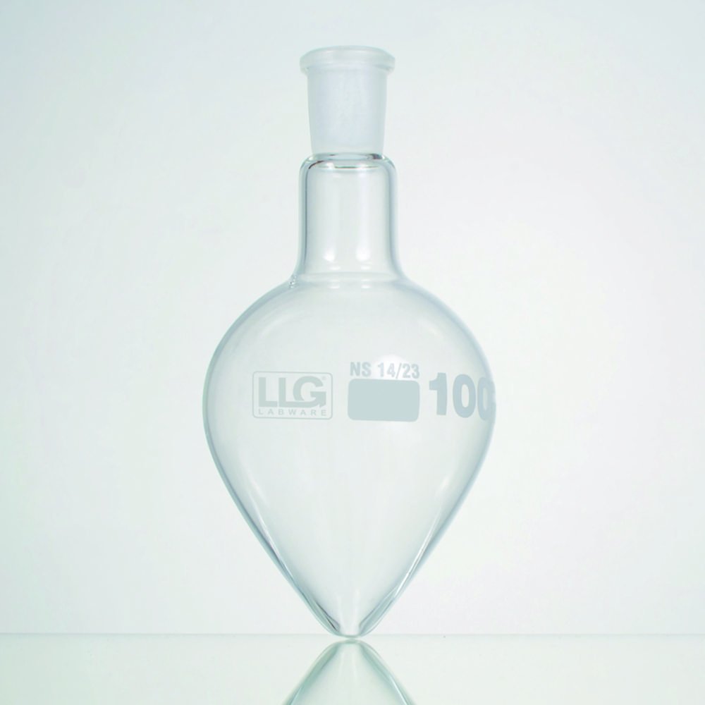 Pear shape flasks with standard ground joint, borosilicate glass 3.3