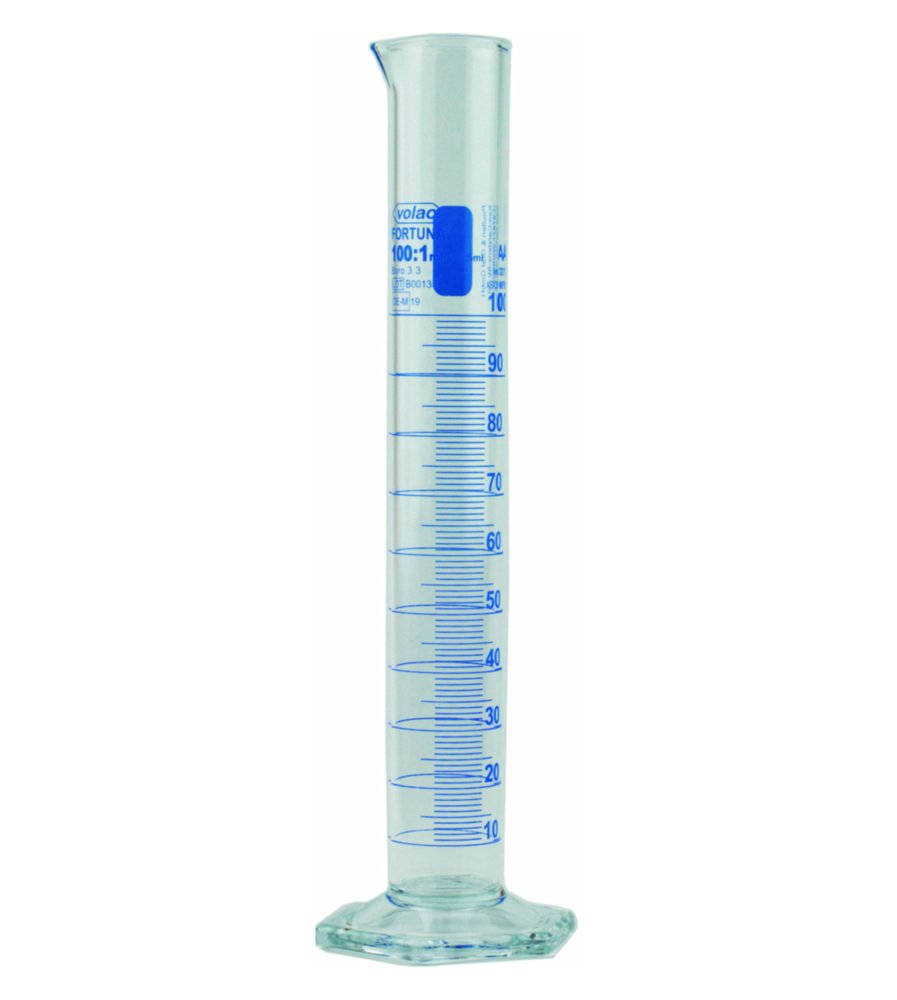 Measuring cylinders Volac FORTUNA®, borosilicate glass 3.3, tall form, class A | Nominal capacity: 250 ml