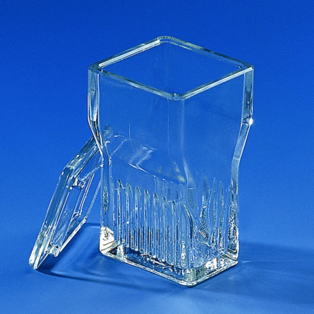 Färbetröge, Hellendahl mit Erweiterung, Natron-Kalk-Glas | Abmessungen (B x T x H) mm: 60 x 55 x 105