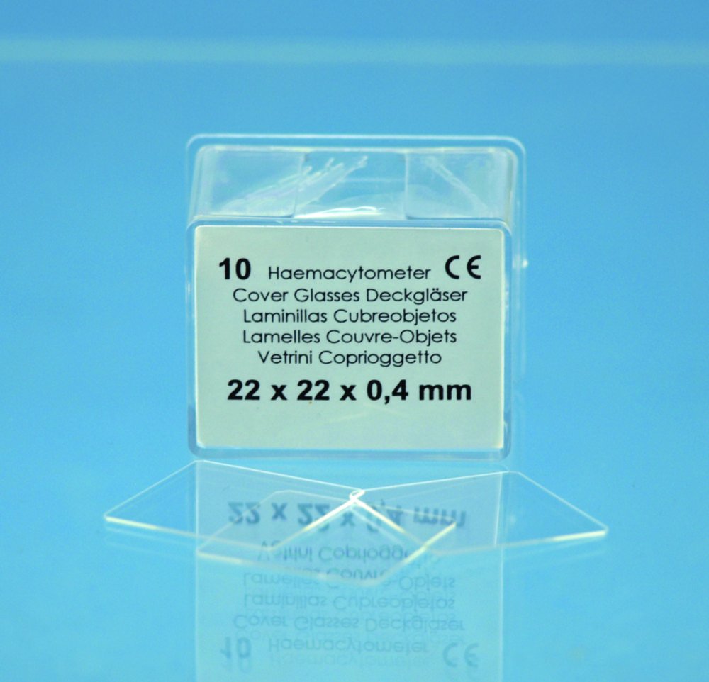Haemacytometer-Deckgläser | Abmessungen (BxT): 22 x 22 mm