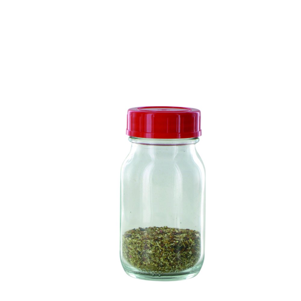 Weithalsflaschen, Glas, klar, Verschluss PTFE-kaschiert | Nennvolumen: 100 ml