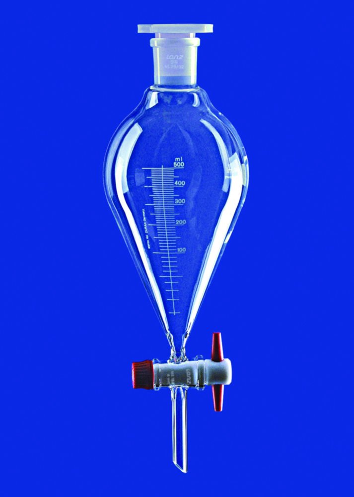 Separating funnels, conical, borosilicate glass 3.3 | Description: Scale