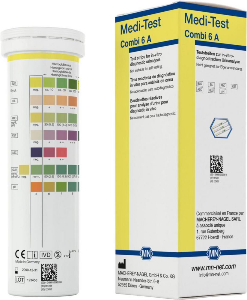 Bandelettes de tests urinaires MEDI-TEST Combi | Type: Combi 6 A