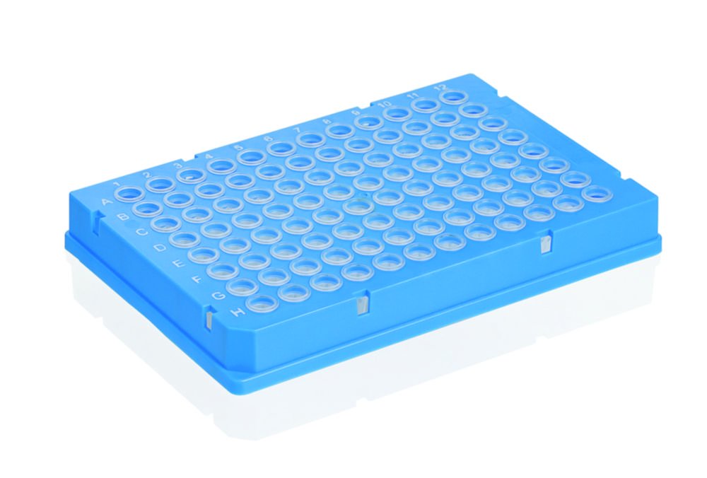 PCR-Platten 96 well, Rigid Frame | Beschreibung: ganzer Rahmen, blau, Wells transparent, Low Profile