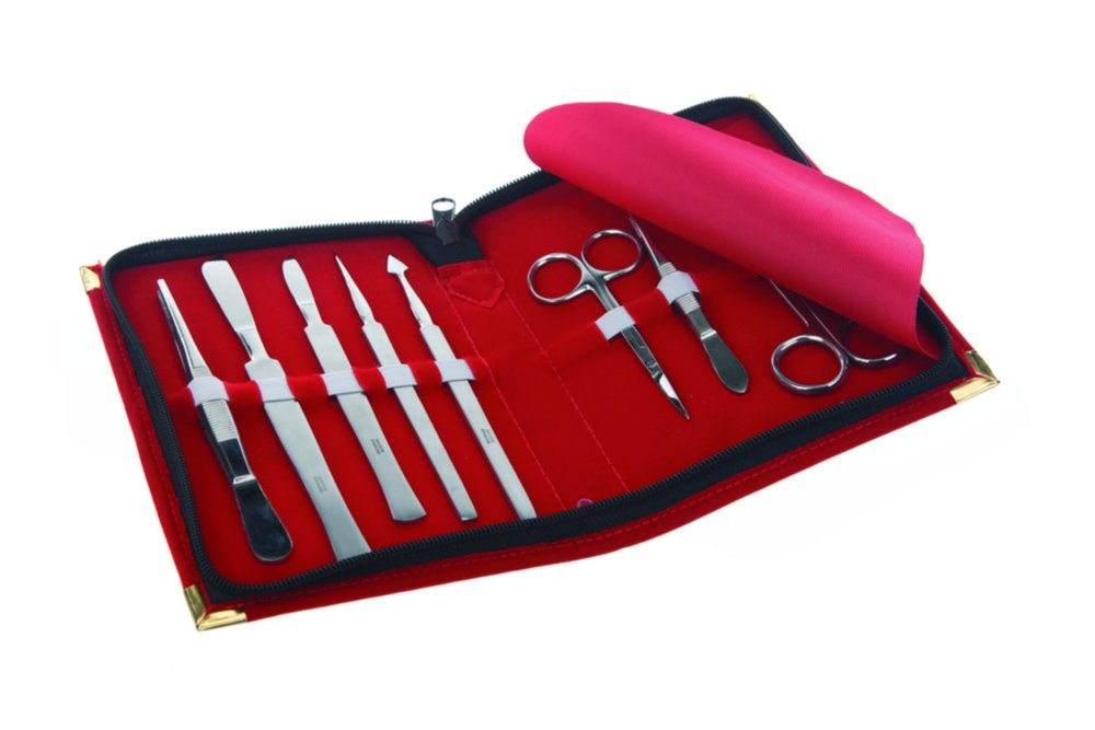 Trousse de dissection, 8 instruments, acier inoxydable | Description: Trousse de dissection, 8 instruments