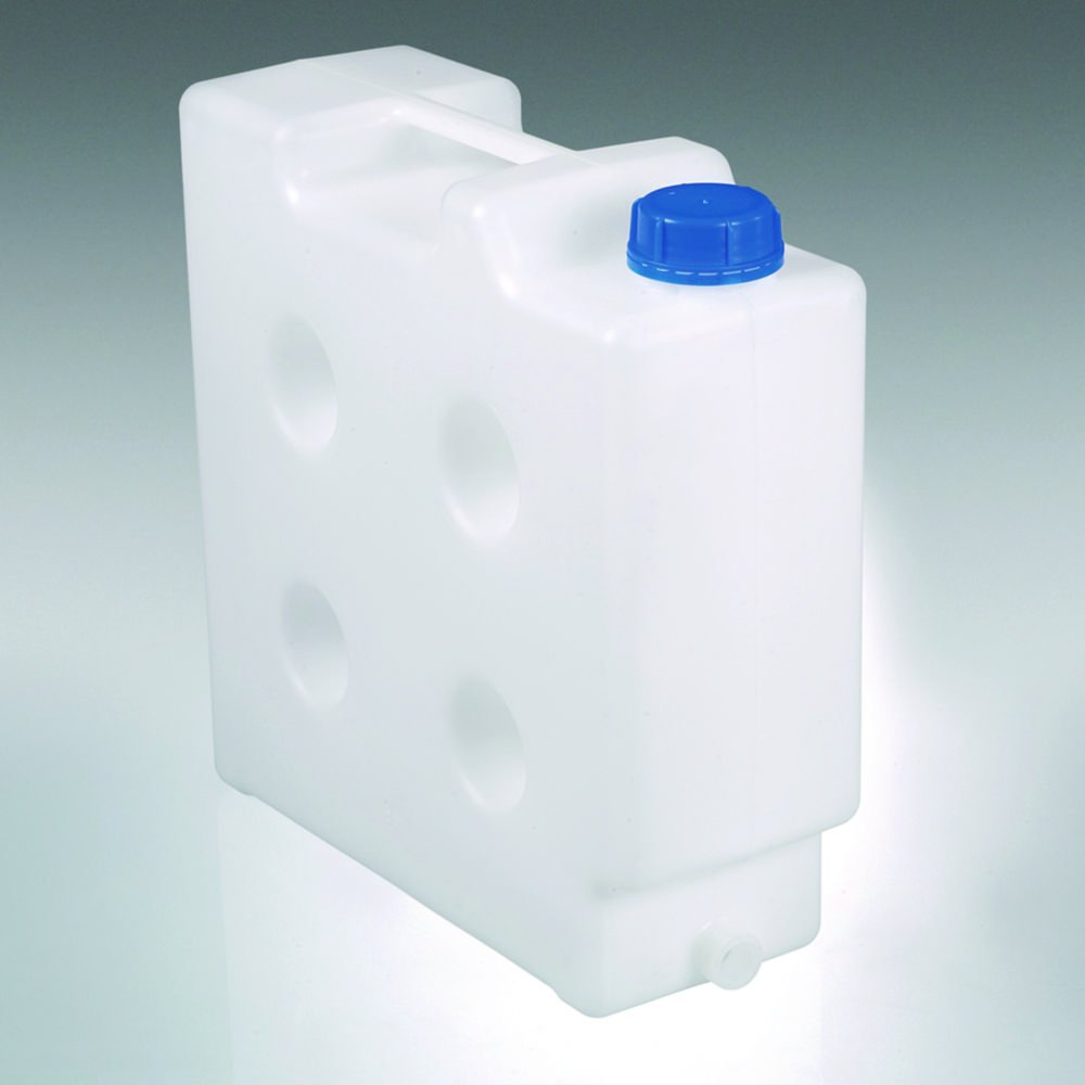 Space saving jerrycan Flachmann LaboPlast®, PP, with threaded connector